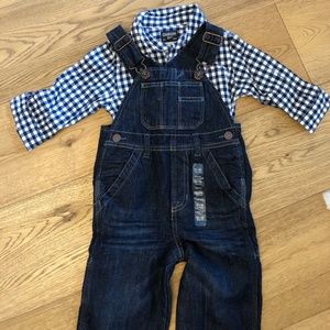 baby gap denim overalls 12-18mo plus free top